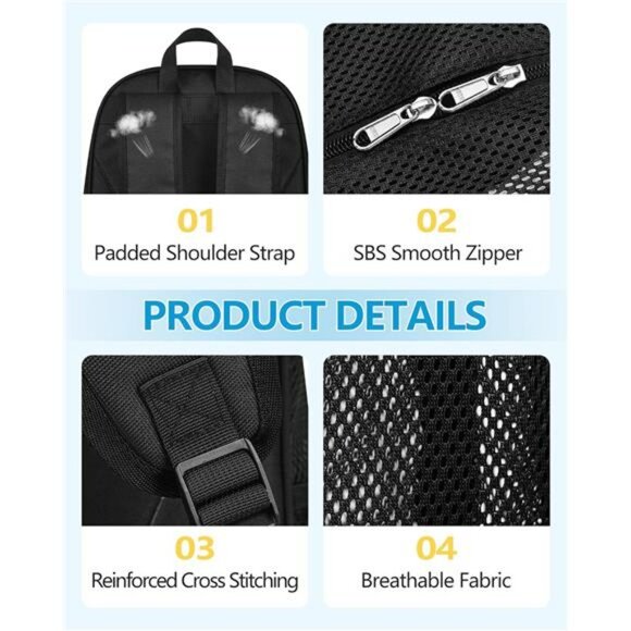 Lightweight Mesh Backpack See Through School College Travel Beach Sports Bag - Picture 5 of 7